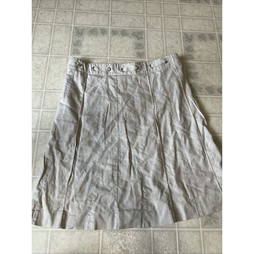 Christopher &‎ Banks A Line Midi Skirt 12 Ivory Linen Neutral Minimalist Capsule